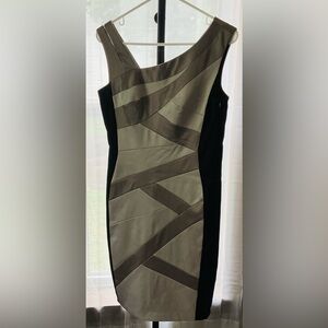 EUC, Signature by Sangria Black and Cream Asymmetrical Cocktail Dress